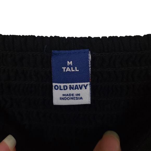 Old Navy Women's Dress M Linen Blend Sleeveless Midi Smocked Pockets Cottagecore - Picture 5 of 12